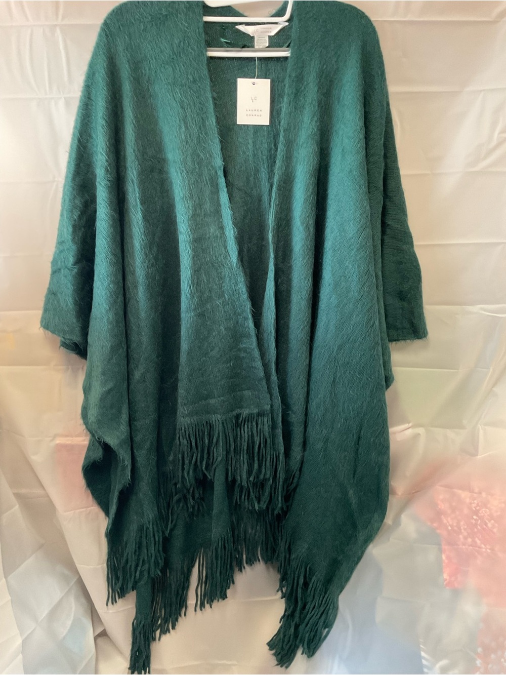 LC Lauren Conrad Teal Fringe Wrap